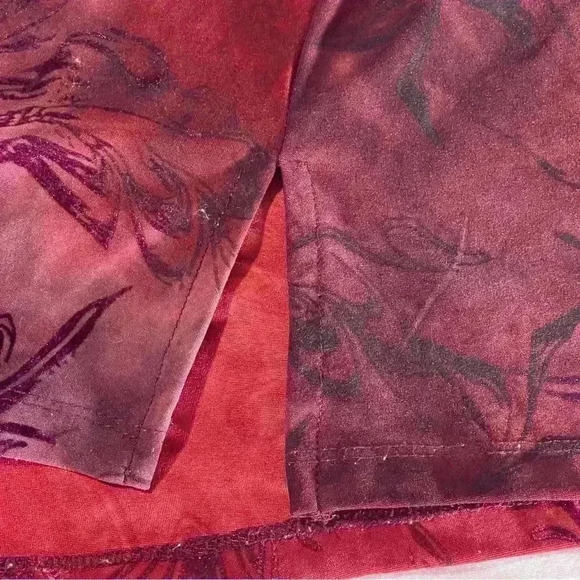 Catherines Blouse Women Size 3XWP Red Velvet Burgundy Flower Retro Artsy Rustic - Picture 7 of 7